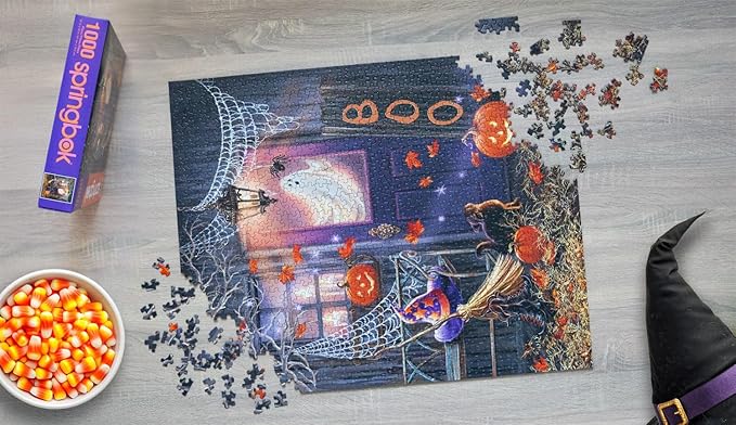 Springbok Boo! 1000 Piece Jigsaw Puzzle for Adults - Halloween Ghost - Unique Cut Pieces - Made in USA
