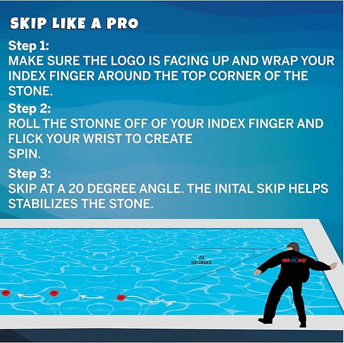 Skip NN' 8X Skipping Stonnes Targets NOT Included | Pool Toys Hole Skipping Stones Meets Cornhole Game Mode | Fun for The Pool, Lake, Beach| (Qty 8X RED/Blue Stonnes)