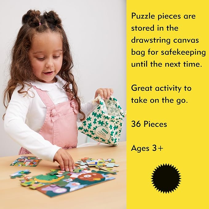 Mudpuppy Happy Campers β 36 Piece Jigsaw Puzzle to Go Featuring Cute Woodland Creatures Perfect Travel Activity for Children Ages 3 and Up