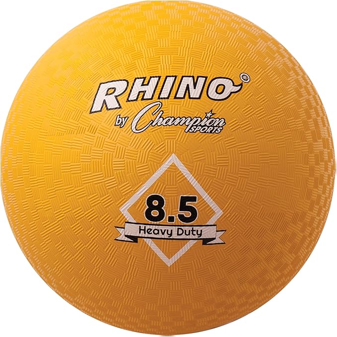 Champion Sports Heavy-Duty Rhino Playground Ball 8.5"D - Two Ply, Nylon Wound, YELLOW ONLY