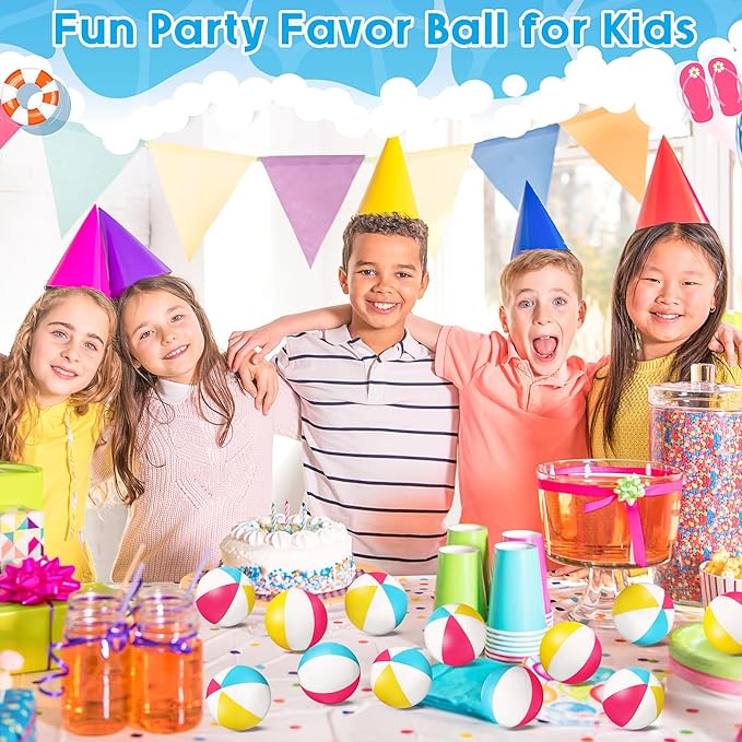 Hungdao 100 Pcs Mini Beach Stress Balls Bulk 2.5" Rainbow Squeeze Small Relief Stress Beach Balls Toys Bulk with Storage Bag for Summer Pool Water Games Hawaiian Birthday Party Favors (Bright Colors)