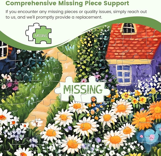 300 Piece Puzzles for Adults, Idyllic Village Jigsaw Puzzles, Blooming Garden 300 Piece Puzzle, Perfect for Family Time, Home Wall Decor, Great Gift for Adults, Kids, Seniors, 20.5 x 15 in