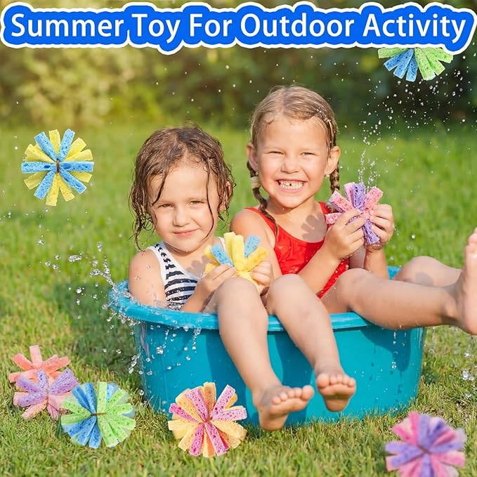 100 Pcs Reusable Water Balls for Outdoor Water Sponges Kids Games Toys Soft Quick Soak Pool Fight Toys for Summer Activities Backyard Trampoline Beach Party (Stylish Color)