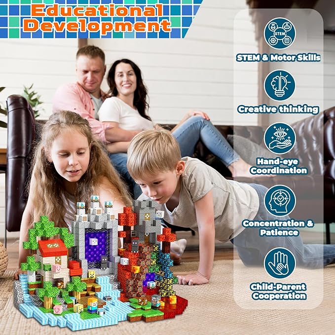 240 PCS Magnetic Blocks - Magnetic Building Block, Stacking Magnet Building Cubes for Kids, Magnetic Construction Toy for Boy Girl, STEM Montessori Sensory Toy Ages 3-12 Years Old Easter Birthday Gift