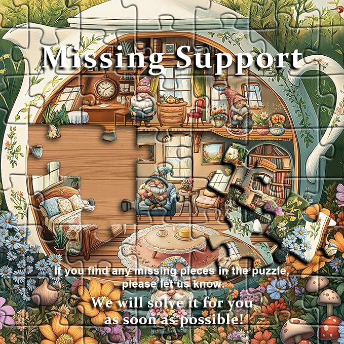 PICKFORU Funny Gnome Puzzles for Adults 1000 Pieces, Flower Garden Nature Plant Butterfly Bird Themed, Tea Cup Flower Art Challenge Jigsaw Puzzle