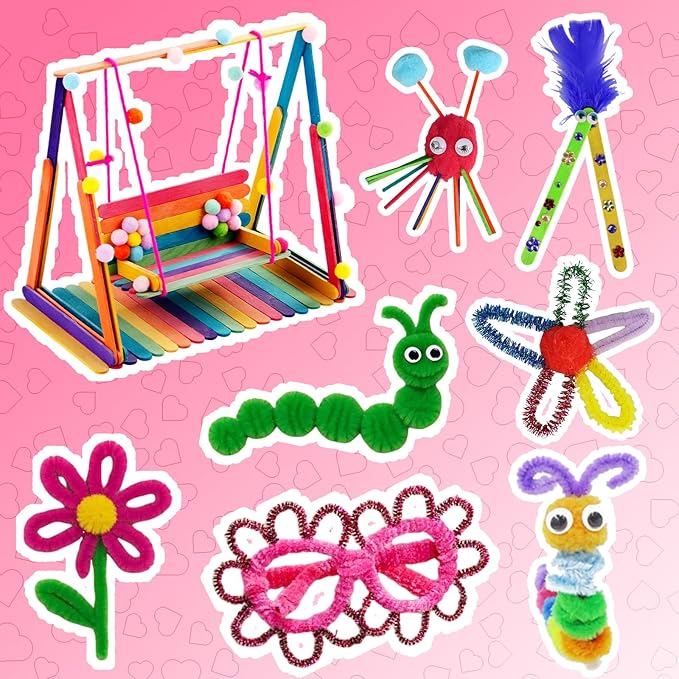 ANTDECOUS Arts and Crafts Supplies Kit for Kids - 1200+PCS Craft Supplies & Materials for Kids Creative Art Birthday Holiday Gift Craft Kits for Girls Boys 4+ 5 6 7 8 9 Year Old