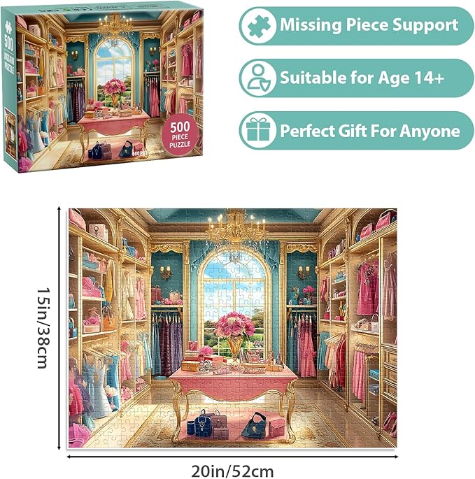 500 Piece Puzzle for Adults, Beautiful Room Puzzle, Recycled Cardboard Flower Jigsaw Puzzles 500 Pieces, Challenging Puzzles Game Home Decor Birthday Party Gift Toy for Seniors 20.5 * 15 inch