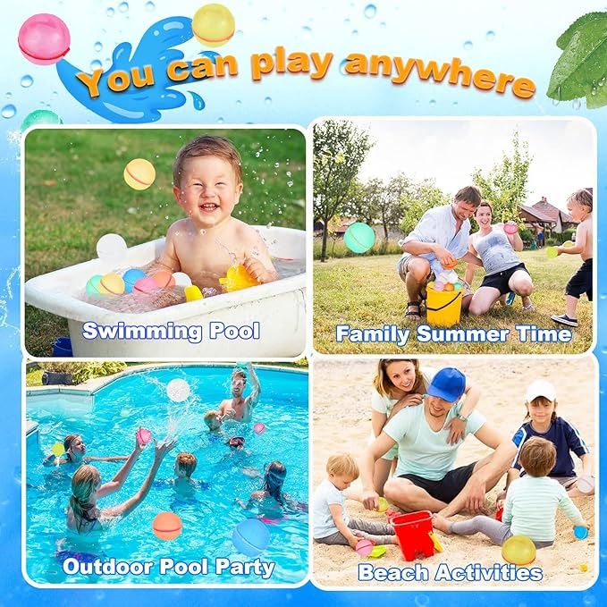 98K Reusable Water Balloons 18 Pcs with Mesh Bag, Pool Beach water Toys for Boys and Girls, Outdoor Summer Toys for Kids Ages 3-12