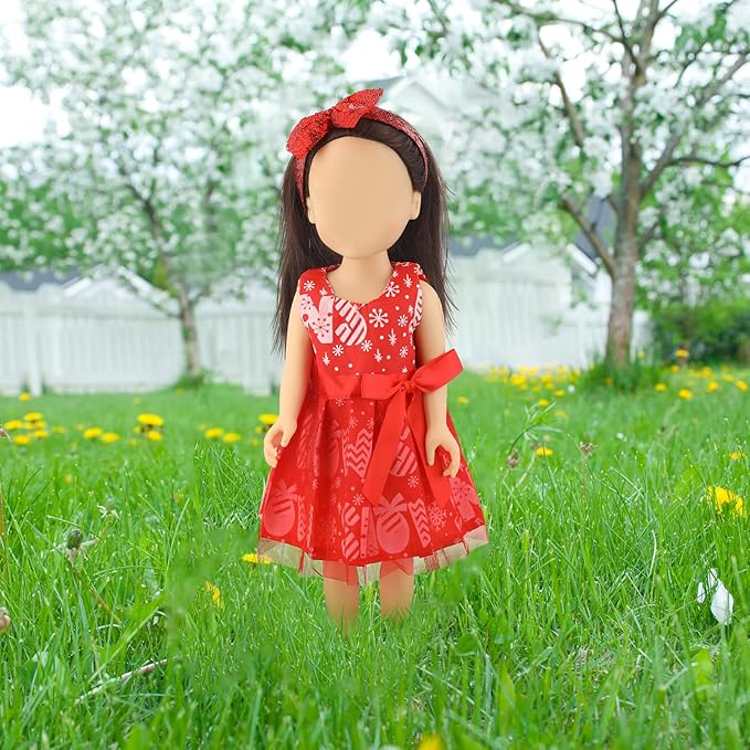 Geyoga Christmas 18 Inch Doll Clothes and Accessories Winter Doll Outfits Set Sweaters Trousers Hats Shoes for 18 Inch Doll Gifts(Snowflake Style)