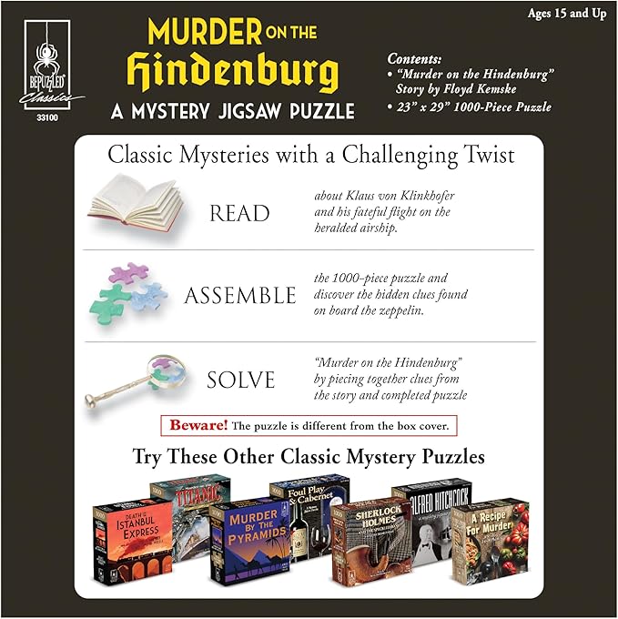 Murder Mystery Party, Classic Mystery Jigsaw Puzzle, Murder on The Hindenburg, 1,000 Piece Jigsaw Puzzle
