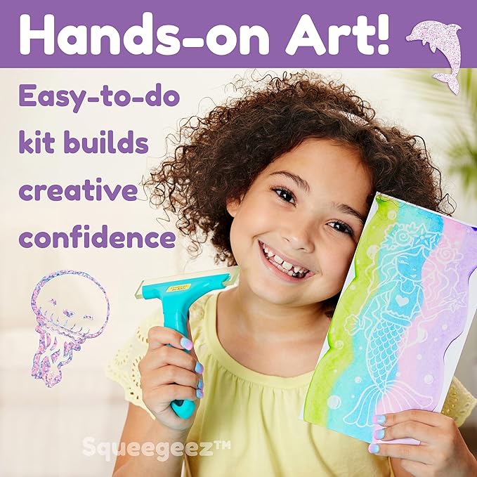Creativity for Kids Squeegeez Magic Reveal Craft Kit: Mermaid - Dot Painting Art Kits for Kids, Cool Mermaid Gifts for Girls and Boys (Ages 7+)