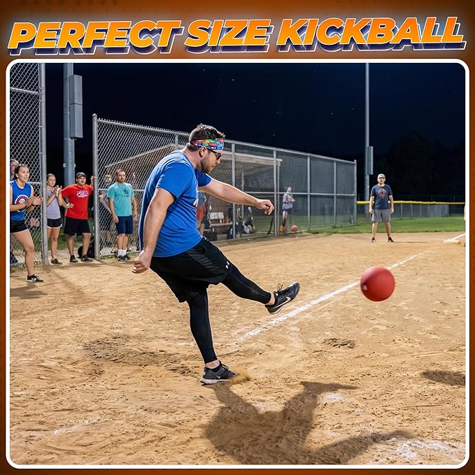 10 Inch Red & Blue Kickball Set - (2-Pack) with Pump - Large Playground Balls for Kids, Teens & Adults - Indoor & Outdoor Gym Sports Balls for Kickball, PE, Recess, Four Square & Backyard Games