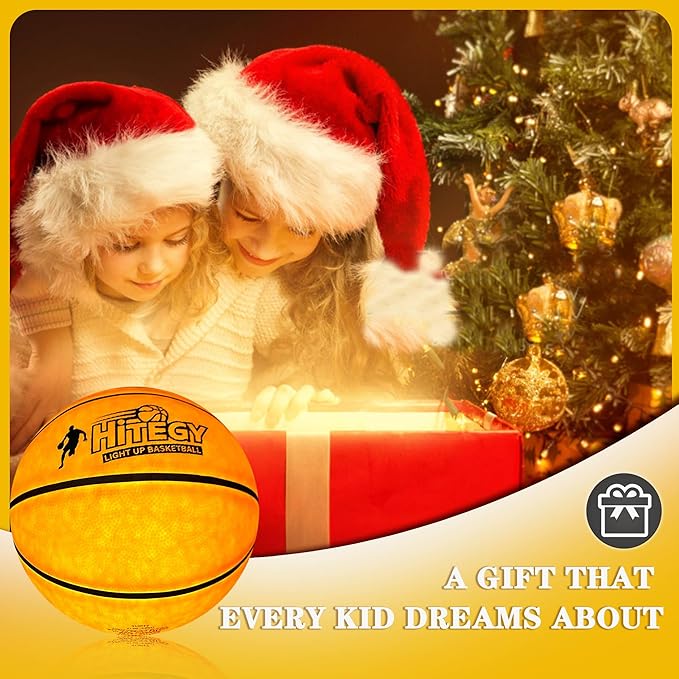 Rechargeable Glow in the Dark Basketball - USB Charging, Water-Resistant, Size 7, Impact Activated, Includes Pump & Charging Cable - Rechargeable Light Up Basketball (Yellow, Without Bag)