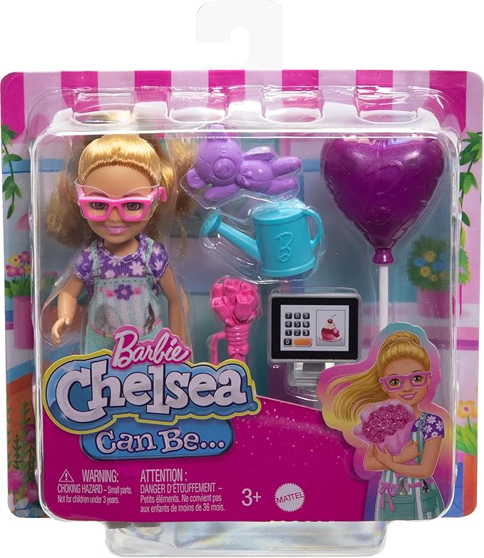 Barbie Doll & Accessories Toy Set, Chelsea Can Be Florist with 5 Flower Shop-Themed Pieces Including Bouquet & Register