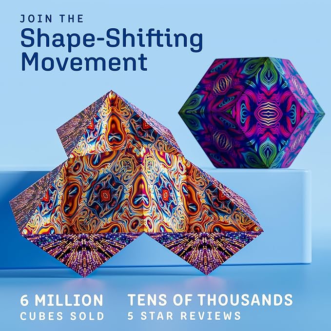 Shashibo Shape Shifting Box - STEM Fidget Toy with Ultra Strong Magnets - Sensory Puzzle Cube Transforms Into 100+ Shapes, Easter Basket Stuffers Gift for Kids, Teens, and Adults (Spaced Out)