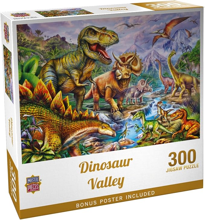 Masterpieces 300 Piece Jigsaw Puzzle for Adults and Families - Dinosaur Valley - 19.25"x26.63"