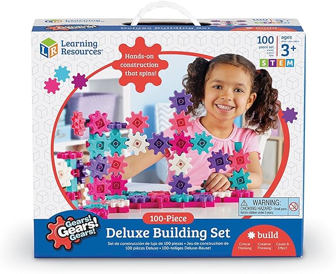 Learning Resources Gears! Gears! Gears! Deluxe Building Set Pink - Toddler Building Toys, STEM Activities, Fine Motor Skills, Critical Thinking, Birthday Gift Idea for Girls and Boys