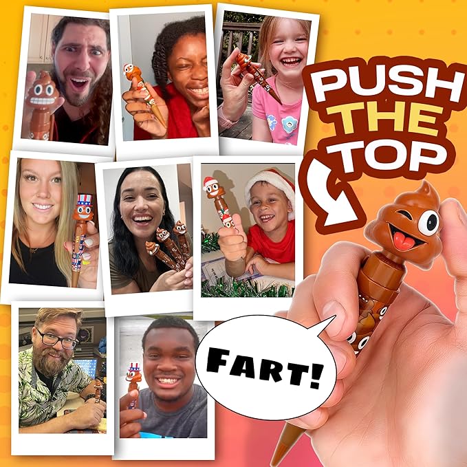 Farting Poop Pen with 7 Funny Fart Sounds - Easter Basket Stuffers for Teens & Kids, Silly Novelty Gag Gift for Boys & Girls, Easter Toys Essentials, Great for Birthdays, Funny Gift (Winky Eyes)