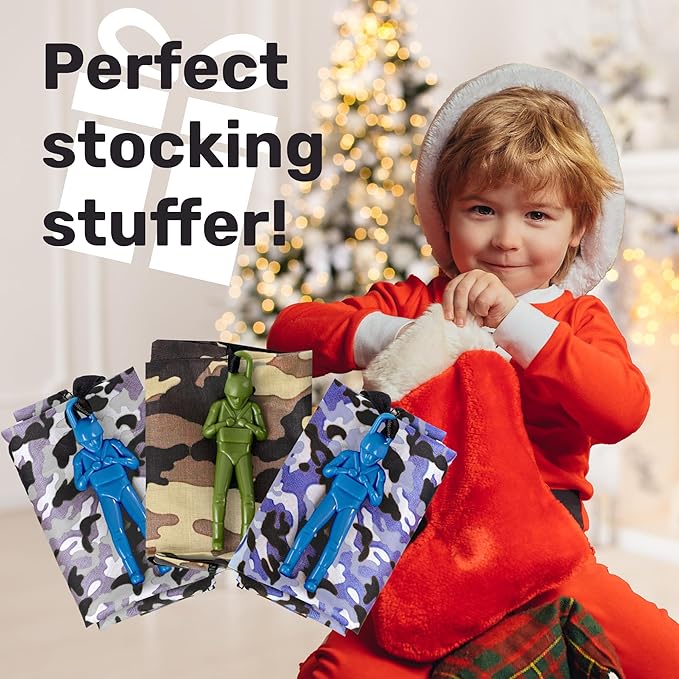 nutty toys Army Parachute Toys for Kids - Tangle Free Outdoor Flying Parachute Men, Best Indoor & Outside Toys for 4 5 6 7 8 9 10 11 12 Year Old, Top Easter Basket Stuffers 2026, Unique Boys Gifts