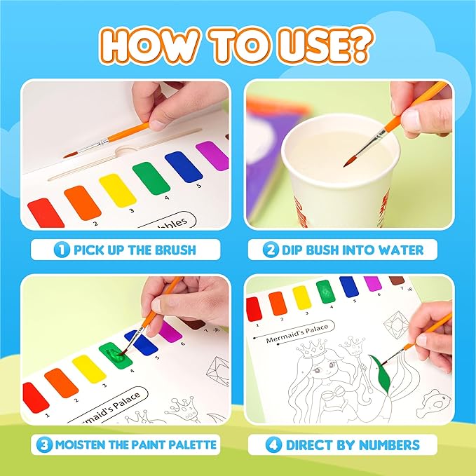 YPLUS Paint with Water Books for Toddlers, Art Craft Toys Watercolor Painting Paper, Gift for Kids Ages 1-3, 2-4, 4-6, Drawing with Brush - Traffic
