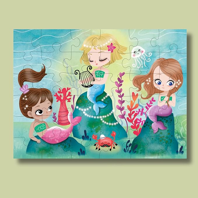 Mudpuppy Mermaids β 36 Piece Puzzle to Go Featuring Vibrant Underwater Scene Perfect Travel Activity for Children Ages 3 and Up