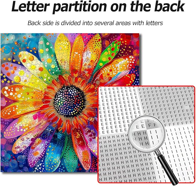 Bgraamiens Puzzle-Colorful Rainbow Pointillisme Gerbera Flower Jigsaw Puzzle 1000 Pieces Puzzles for Adults,Flower Artwork for Adults,Color Challenging Puzzle