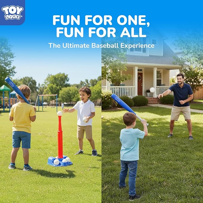 TOY Life T-Ball Set for Toddlers Ages 3-5 – Kids Baseball Set with Bat, Tee and 6 Balls – Outside Toys & Birthday Gift for 3, 4, 5, 6, 7, 8 Year Old Boys