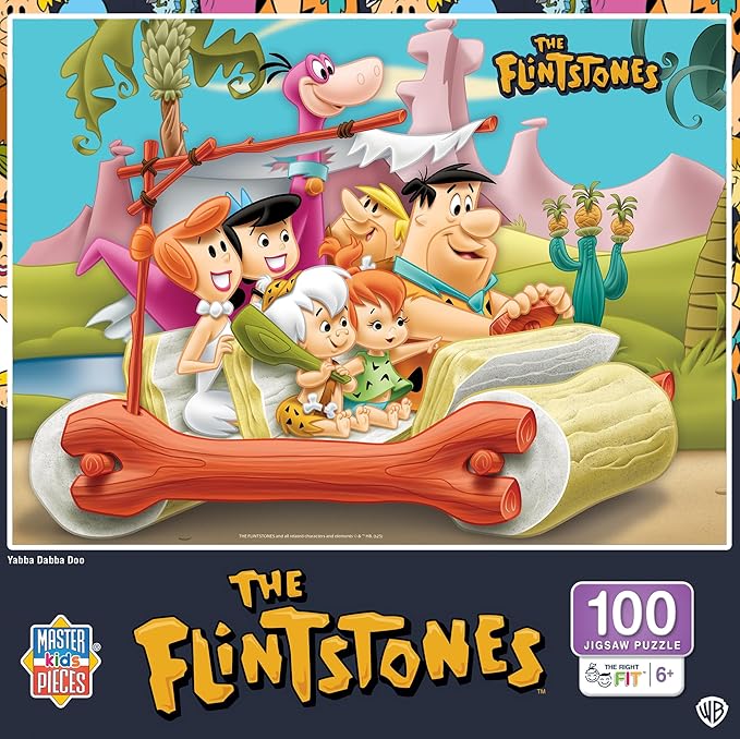 MasterPieces 100 Piece Jigsaw Puzzle for Kids - The Flintstones - Yabba Dabba Doo - 14"x19"