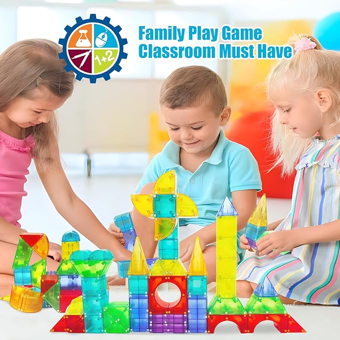 Magnetic Blocks,66 Piece Translucent Building Blocks for 3+ Boys Girls Birthday Gifts,Multi Shape Magnetic Cubes Preschool Classroom Educational Toys for 3-8 Year Old Kids STEM Activities