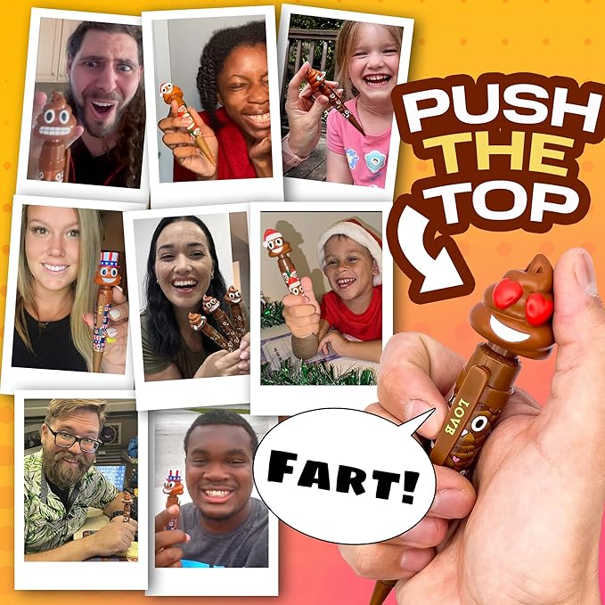 Farting Poop Pen with 7 Funny Fart Sounds - Easter Basket Stuffers for Teens & Kids, Silly Novelty Gag Gift for Boys & Girls, Easter Toys Essentials, Great for Birthdays, Funny Gift (Heart Eyes)