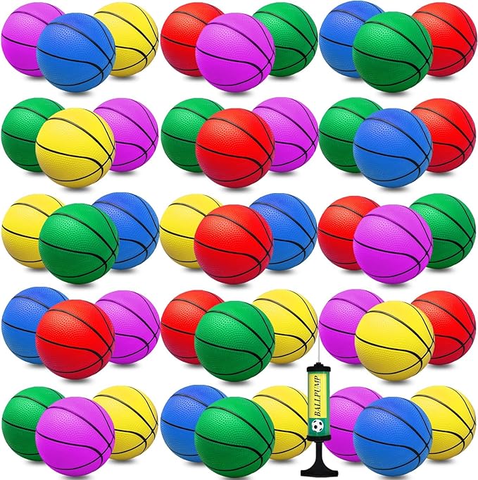 30Pcs 7" Mini Basketballs Balls Bulk, PVC Small Basketball for Over The Door Basketball Hoop Games Party Favors Indoor Outdoor Play Adults Kids Pool Beach Colorful