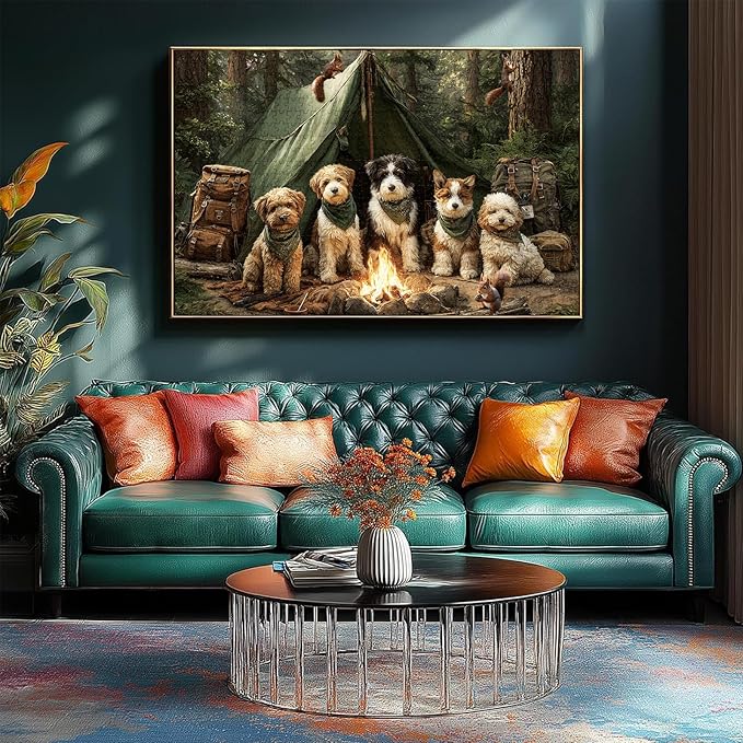 500 Pieces Puzzle for Adults, Puzzles for Adults 500 Pieces, Forest Dogs Camping Jigsaw Puzzle, Challenging Puzzle Perfect for Game Nights, 20.5 X 15 in