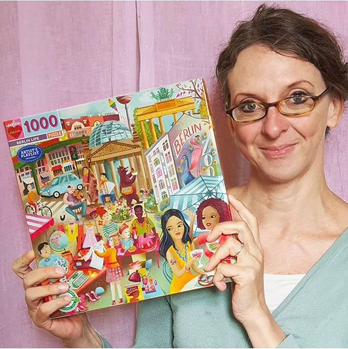 eeBoo 1000 Piece Puzzle - Berlin Life Jigsaw Puzzle for Adults, Square 23" x 23" Made with Recycled Board & Vegetable-Based Ink
