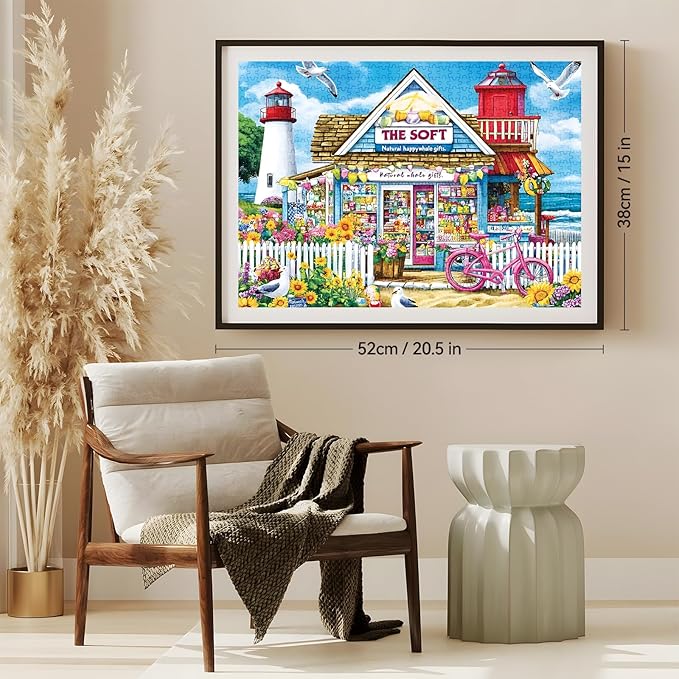 500 Piece Puzzle for Adults – Coastal Flowers and Ocean View Jigsaw Puzzle for Family and Adults – Relaxing Nature Puzzle, 20.5 x 15 in