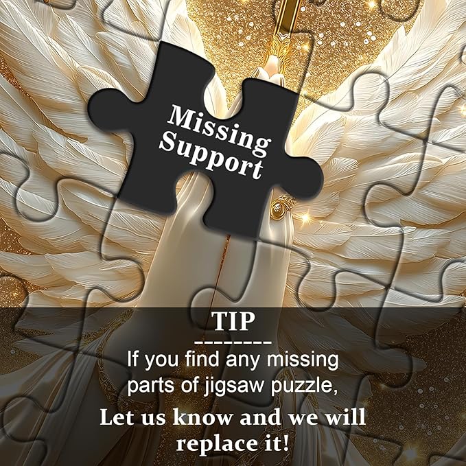 Christian Puzzles for Adults 1000 Pieces, White Angel Wings and Cross Religious Puzzles, Faith Spiritual Catholic Jigsaw Puzzle Jesus Holy Blessing, Christian Home Decor