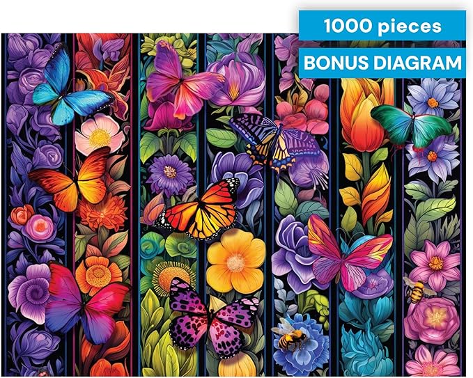 Buffalo Games - 1000 Piece Jigsaw Puzzle Bigelow Illustrations Flowers and Flyers, Made in USA, Premium Recycled Board, Full-Color Poster,