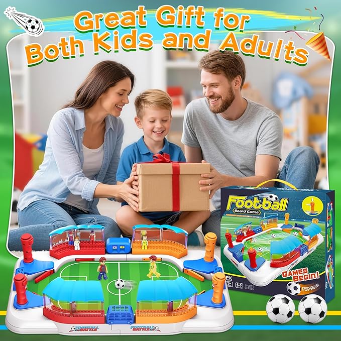 Soccer Board Game for Kids:Mini Foosball Table Game with 8 Figures&Shade Canopy for 3 4 5 6 7 8-12 Year Old Boys, Perfect Birthday Sports Gifts for Indoor Family Interaction & Parties & Birthday