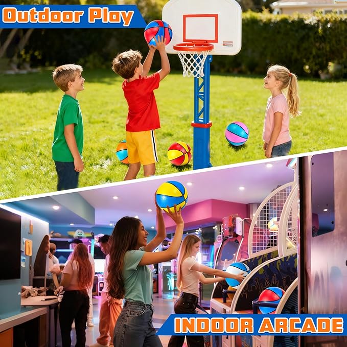 Hymaz 6 Pack Mini Basketballs 7 Inch Size 3 with Pump, Kids Small Basketball Set for Basketball Hoop Party Arcade Games, Water Pool Basketball Sports Toys Gifts for Kids Toddlers Indoor Outdoor Play