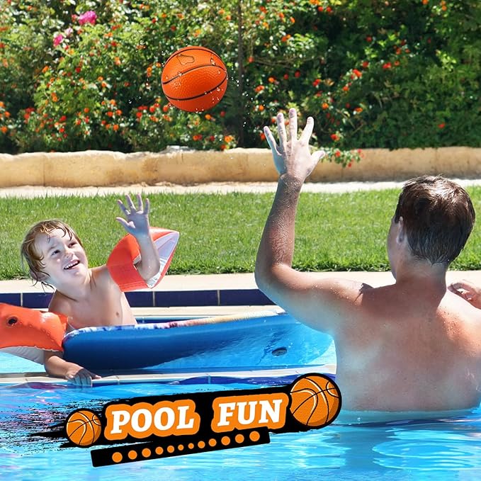Mini Foam Basketball Replacement Ball for Indoor Hoop, Orange Silent Soft Squeeze Stress Ball Quiet Bouncy Toy for Kids Toddler, Beach Pool Indoor Outdoor