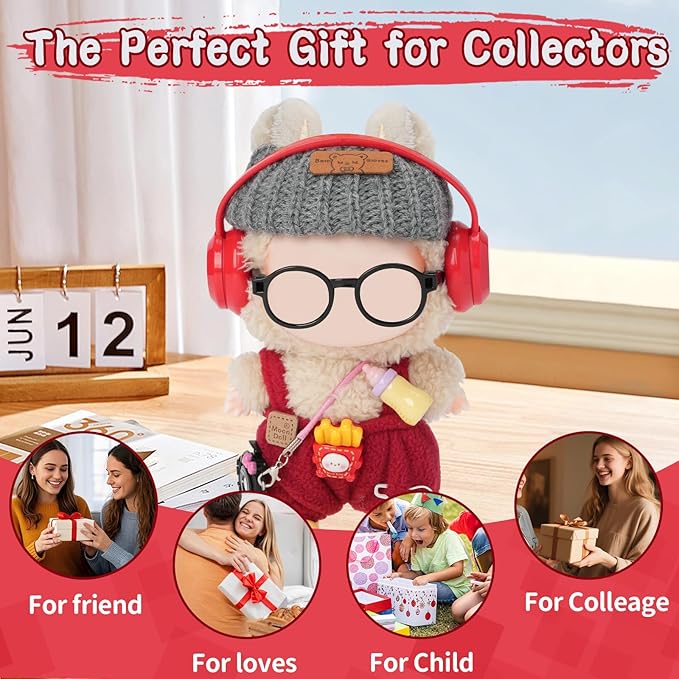 8-Piece Set Dolls Clothes(NO Doll), 17cm Dolls Cute Outfit Accessories, Small Clothes Set for Doll, Gift for Women(Red)