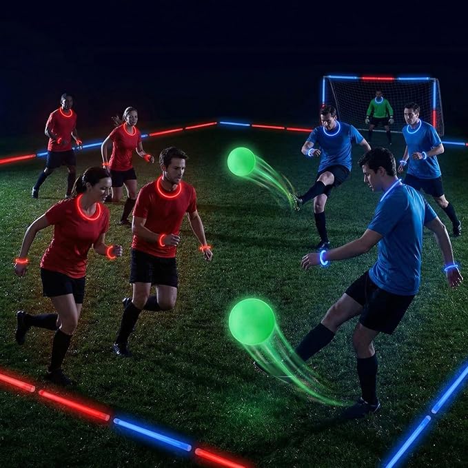 Hiboom 110 Pcs 10 Inch Glow in the Dark Kickballs Dodgeballs Set Includes 6 Pcs Playground Ball with Pump 100 Glow Sticks Storage Bag for Playground Backyard Outdoor Indoor