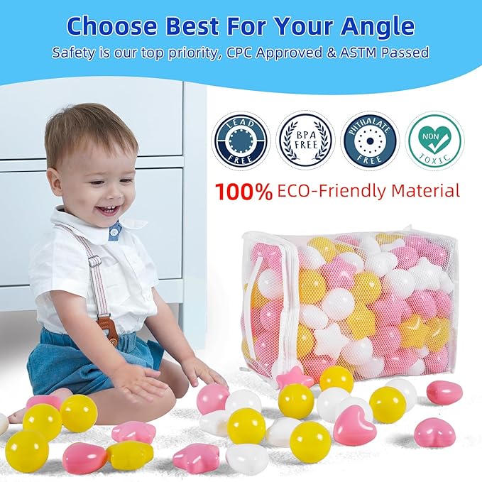Star Ball Pit Balls for Toddlers -200pcs Macaron Soft Plastic Balls Phthalate Free BPA Free Crush Proof Play Balls Play Tent Pool Playhouse Playpen Party Decoration.