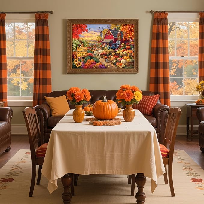 Fall Harvest Thanksgiving Puzzle - 1000 Piece Jigsaw Puzzle for Adults - Challenging Puzzle Perfect for Game Nights Home Decor