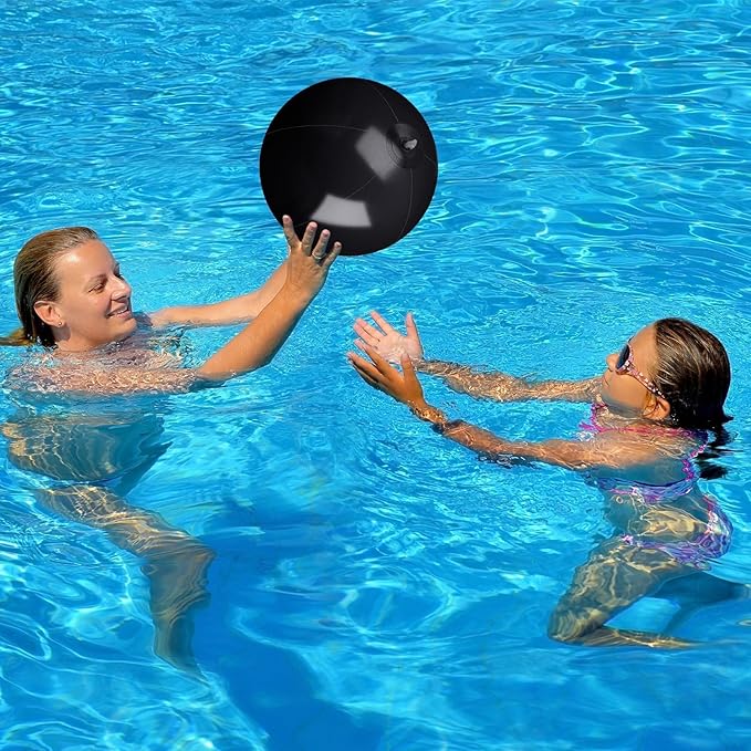 20 Pack Black Beach Ball - 12Inch Blow Up Beach Ball Party Supplies for Kids, Inflatable Floating Balls for Summer Pool Parties, Outdoor Activities & Birthday Decorations(Black)