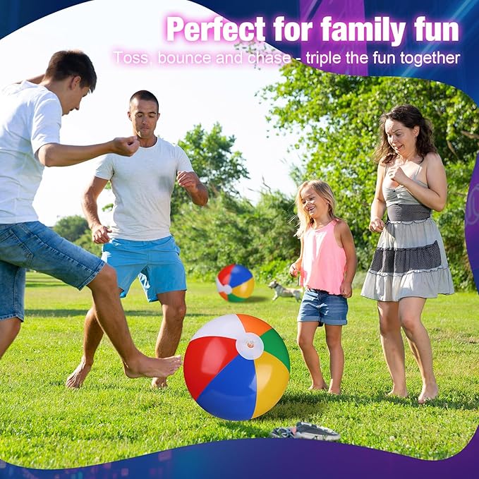 4 Pcs Light up Beach Balls 16'' Jumbo Pool LED Balls Glow in the Dark Neon Giant Inflatable for Summer Hawaiian Tropical Theme Beach Party Decor Water Accessory (Multicolor)