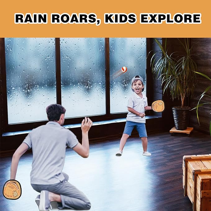 Toss and Catch Ball Game, Kids Toddler Sports Toy for Boys Girls 3 4 5 6 7 8 Year Old, Baseball Glove & Sticky Balls Set for Birthday Xmas Gifts Stocking Stuffer, Great Outdoor Yard Lawn Beach Games