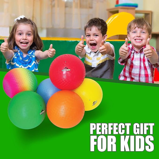 Playground Balls 8.5 Inch, Kickball Dodgeball for Kids and Adults - Bouncing Dodge Ball, Handball, Square Game for Outdoor & Indoor + Free Pump & Mesh Bag