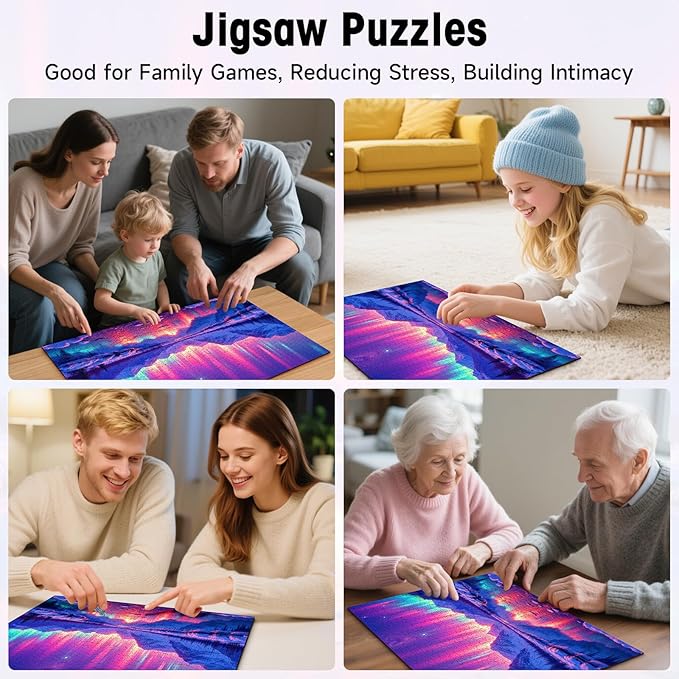 Northern Lights Puzzles for Adults 1000 Pieces, Aurora Borealis Jigsaw for Wall Decor, Stress Relief & Family Games, 28x20 Inch Winter Landscape Art