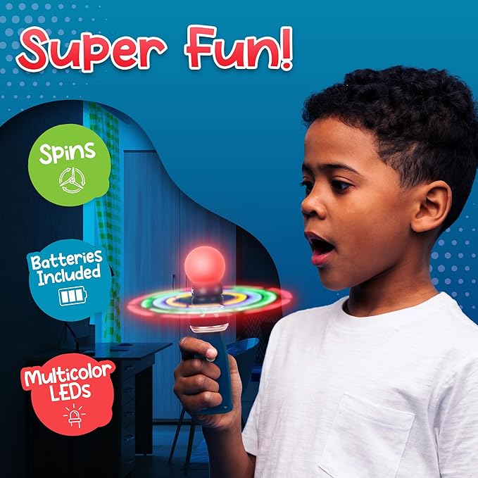 Windy City Novelties Hand-Held LED Light Up Galaxy Spinner - Colorful Flashing Lights for Parties, Events, and Fun