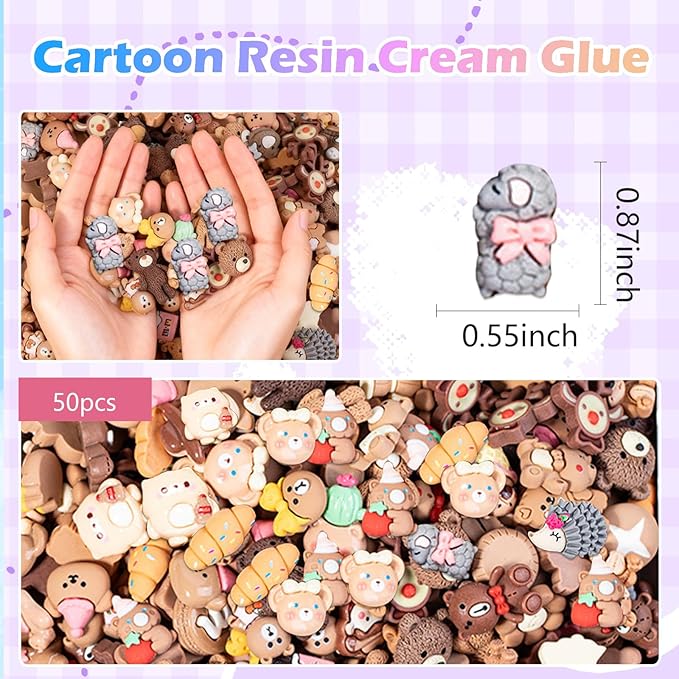 50 PCS Coffee Series Cartoon Resin Mystery Blind Bag – Mini Cute Figures for Kids Crafts, Tiny Random Toy Charms, DIY Phone Case Decorations, Surprise Collectible Resin Miniatures Variety Pack